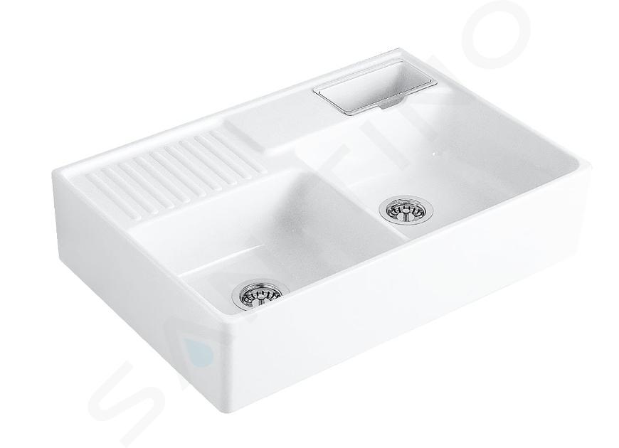 Villeroy & Boch Fregaderos - Fregadero cerámico 895x630 mm con desagüe, CeramicPlus, blanco alpino 632391R1