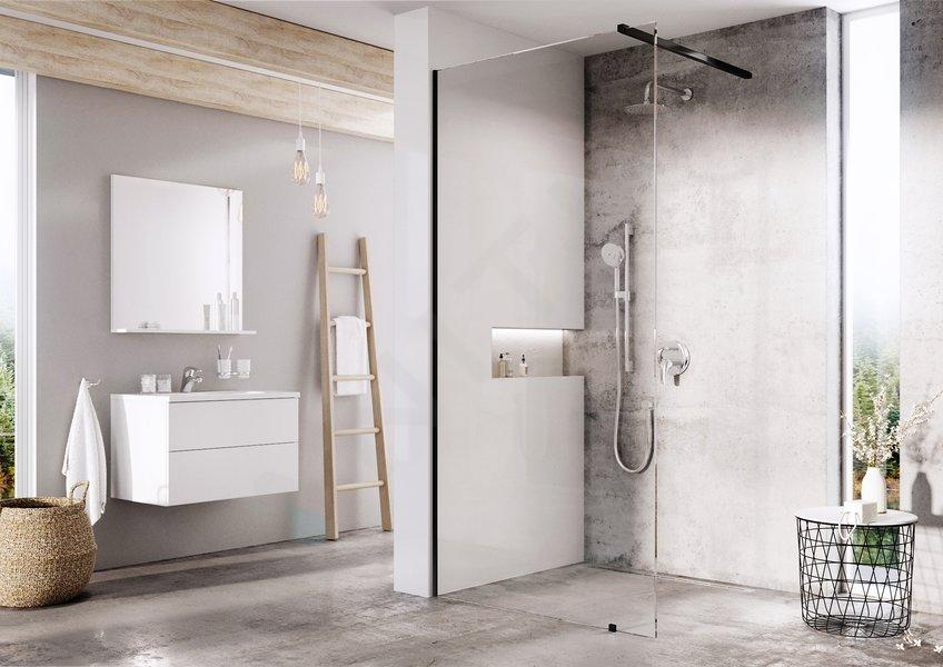 Ravak Walk-In - Paroi de douche Walk-in Wall 130, 1300x2000 mm, noir/verre transparent GW9WJ0300Z1