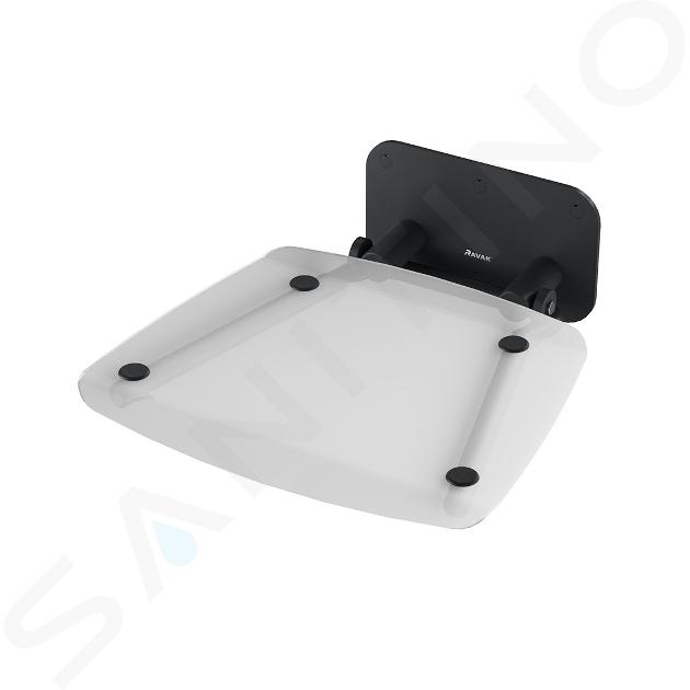Ravak Ovo B II - Sprchové sedátko Clear/Black, 36x36 cm, černá/čirá B8F0000059