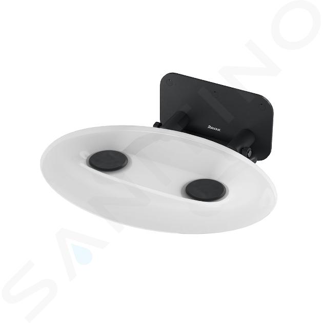 Ravak Ovo P II - Asiento de ducha transparente/negro, 410x350 mm, negro/claro B8F0000056