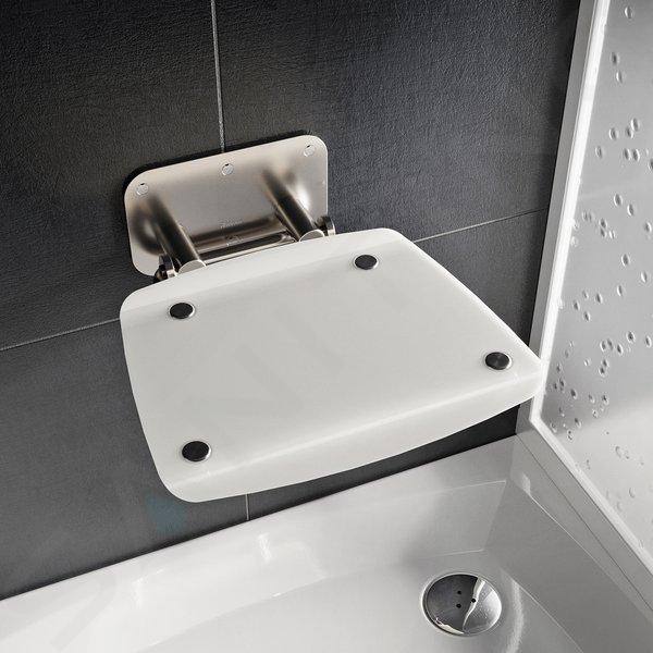 Ravak Ovo B II - Siège de douche Opal, 360x360 mm, inox / blanc transparent B8F0000052