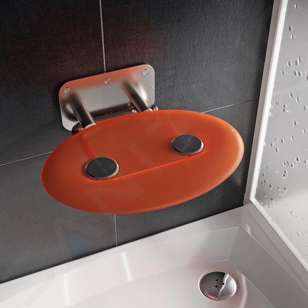 Ravak Ovo P II - Asiento de ducha Naranja, 410x350 mm, acero inoxidable/naranja translúcido B8F0000050