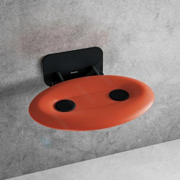 Ravak Ovo P II - Asiento de ducha Naranja/Negro, 41x35 cm, negro/naranja translúcido B8F0000058