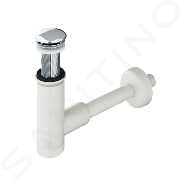 Ravak Sistemas de desagüe - Sifón de lavabo con salida fija, blanco/cromo X01723