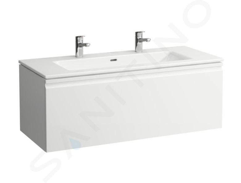 Laufen Pro S - Mobile con doppio lavello, 1200x530x500 mm, 1 cassetto, bianco lucido H8609674751071