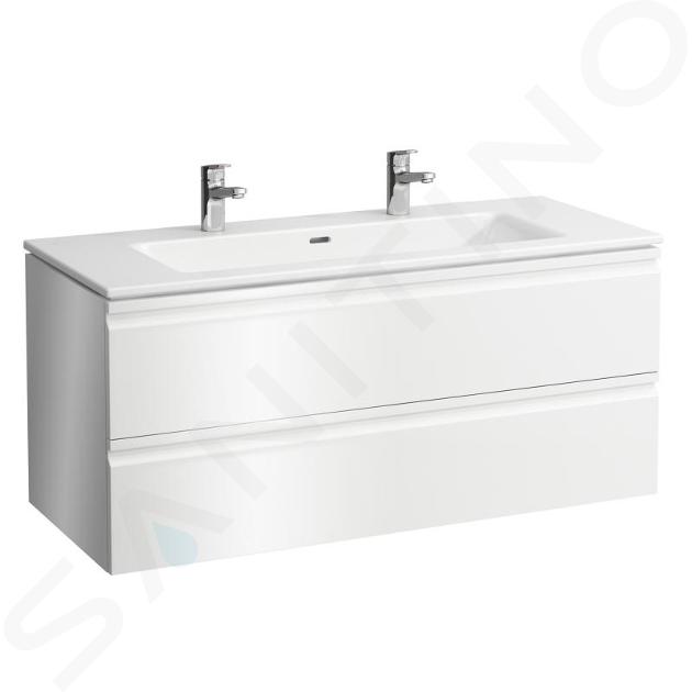 Laufen Pro S - Meuble avec double-lavabo, 120x55x50 cm, 2 tiroirs, blanc brillant H8619674751071