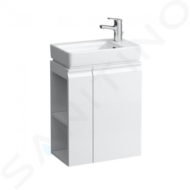 Laufen Pro S - Mobiletto con lavamani, sifone e ripiano laterale a sx, 480x280x690 mm, bianco lucido H8629644751041