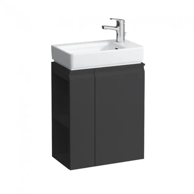 Levně Laufen Pro S - Umyvadlová skříňka s dvířky a boční policí vlevo, 47x28x61 cm, grafit mat H4830020954801