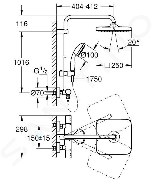 Oferta web Grohe Vitalio Start System 250 Sistema de ducha con termostato  (26816000)