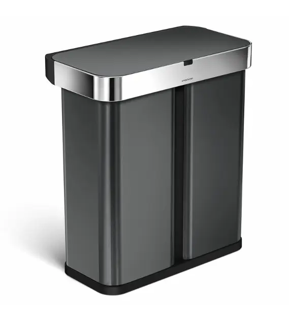 EKO Deluxe Mirage-T Pattumiera Touchless 50L - Sensore Di Movimento, Acciaio Inox Opaco Anti-impronta, Coperchio A Chiusura Ammortizzata