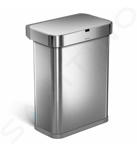 Simplehuman Cubos de basura - Cubo de basura con apertura sin contacto con sensor de voz y de movimiento, 58 l, acero inoxidable cepillado ST2031