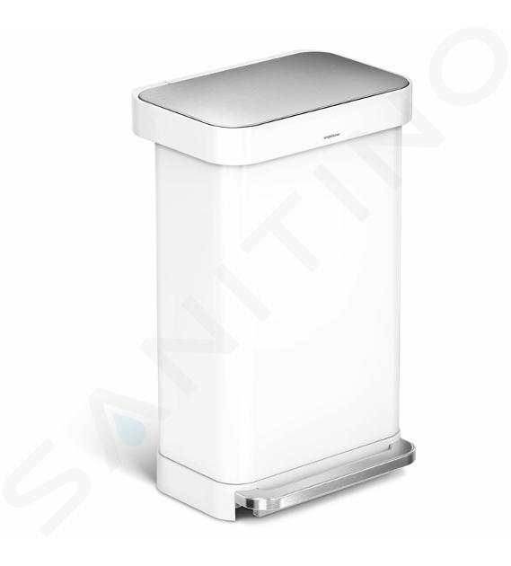 Simplehuman Poubelles - Poubelle avec poche pour sacs, 45 l, blanc CW2027