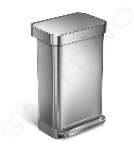 Simplehuman Cubos de basura - Cubo de basura con bolsillo para bolsas, 45 l, acero inoxidable cepillado CW2024