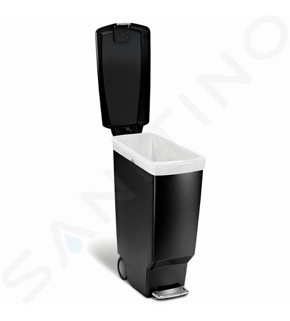 Cubo de basura estrecho Simplehuman 40 L negro cubo de pedal con