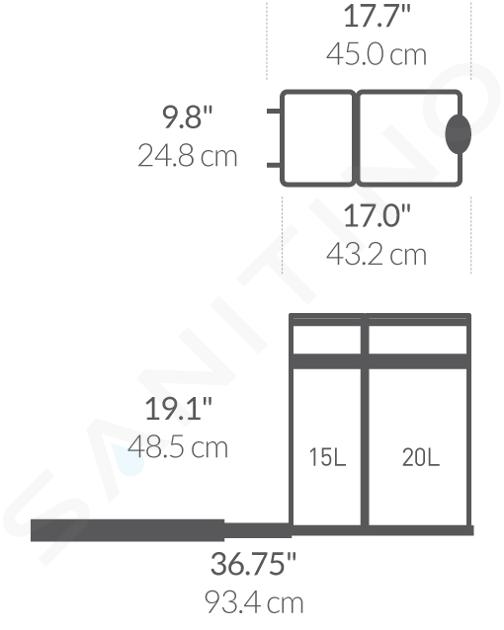 Cubo de basura para reciclar extraíble 20+15L Simplehuman