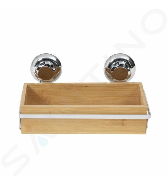 Compactor Estantería para el baño, Fijación con ventosas, Hasta 12 kg,  Bambú y Acero Antioxidante, 27.6 x 14.8 x H.12.7 cm, RAN5807,  Cromado/Bamboo, No aplicable : : Hogar y cocina