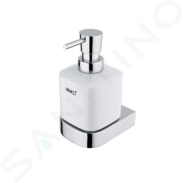 Nimco Nikau - Dispenser di sapone liquido in ceramica con supporto, 250 ml, bianco/cromo NK 30031K-T-26