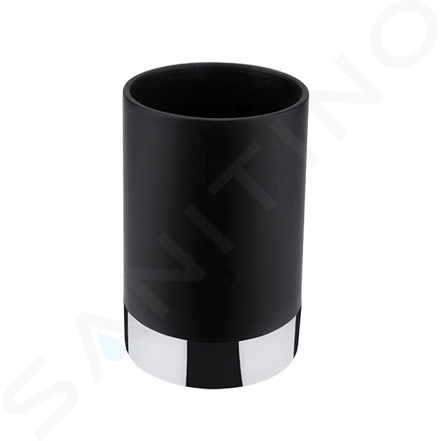 Nimco Lio - Vaso para cepillos de dientes, negro/cromo Li 25058-90